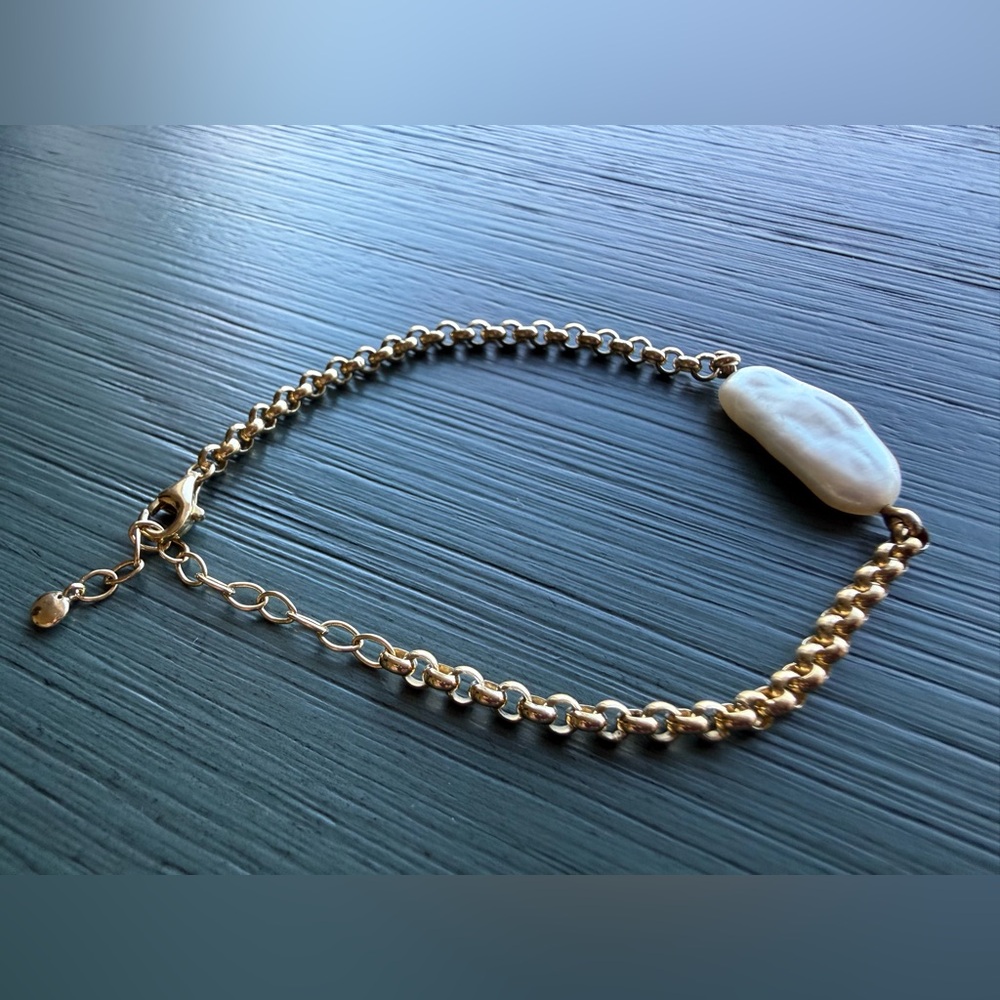 Monica Vinader Nura Biwa Pearl Bracelet 18k Yellow Gold Vermeil